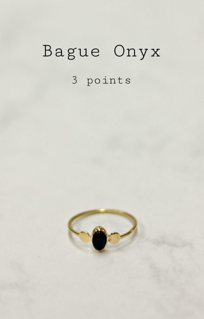 Bague sertie Onyx "3 ptits points" sur www.apprendre-la-bijouterie.com