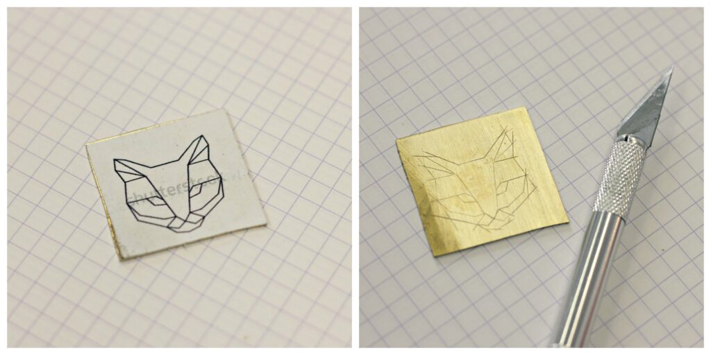 Pin's Chat façon origami - Les étapes de sa fabrication sont à retrouver sur www.apprendre-la-bijouterie.com